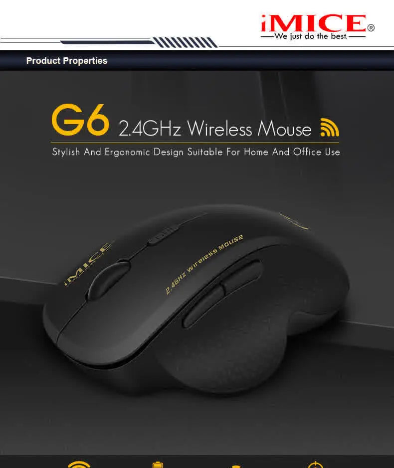 Wireless Gaming Mouse 2.4GHz Ergonomic Optical Mouse with USB Receiver, 1600 DPI Wireless Gaming Mouse for Laptop, PC & Desktop