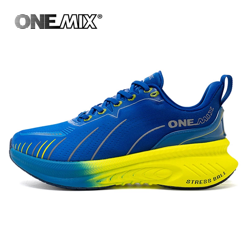 ONEMIX Nouvelles chaussures de course à amorti pour hommes, adaptées aux coureurs intensifs, à lacets, sportives, pour femmes, antidérapantes, d'extérieur, athlétiques, baskets pour hommes