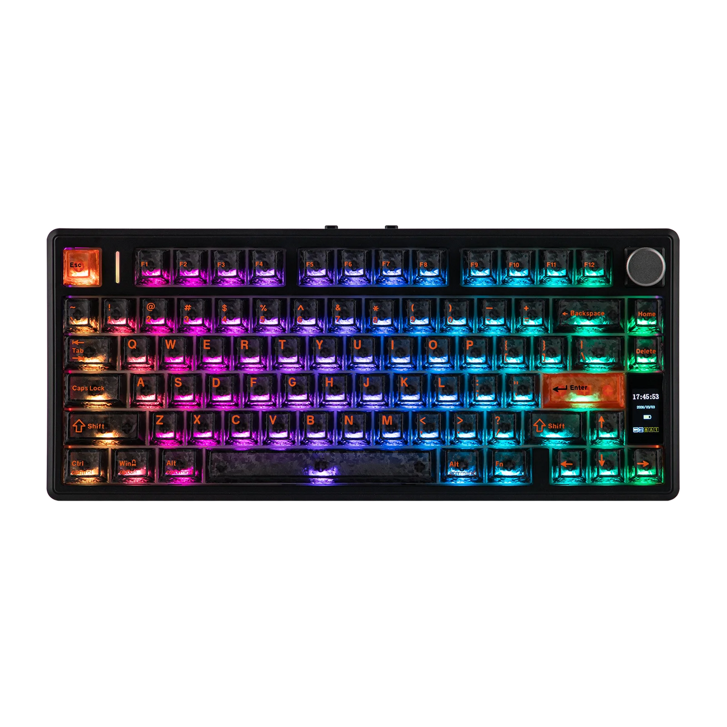 EPOMAKER TH80 V2 PRO 75% ANSI US Layout Wired/Bluetooth/2.4Ghz Wireless Mechanical Gaming Keyboard with Screen/ Knob & 10000mAh