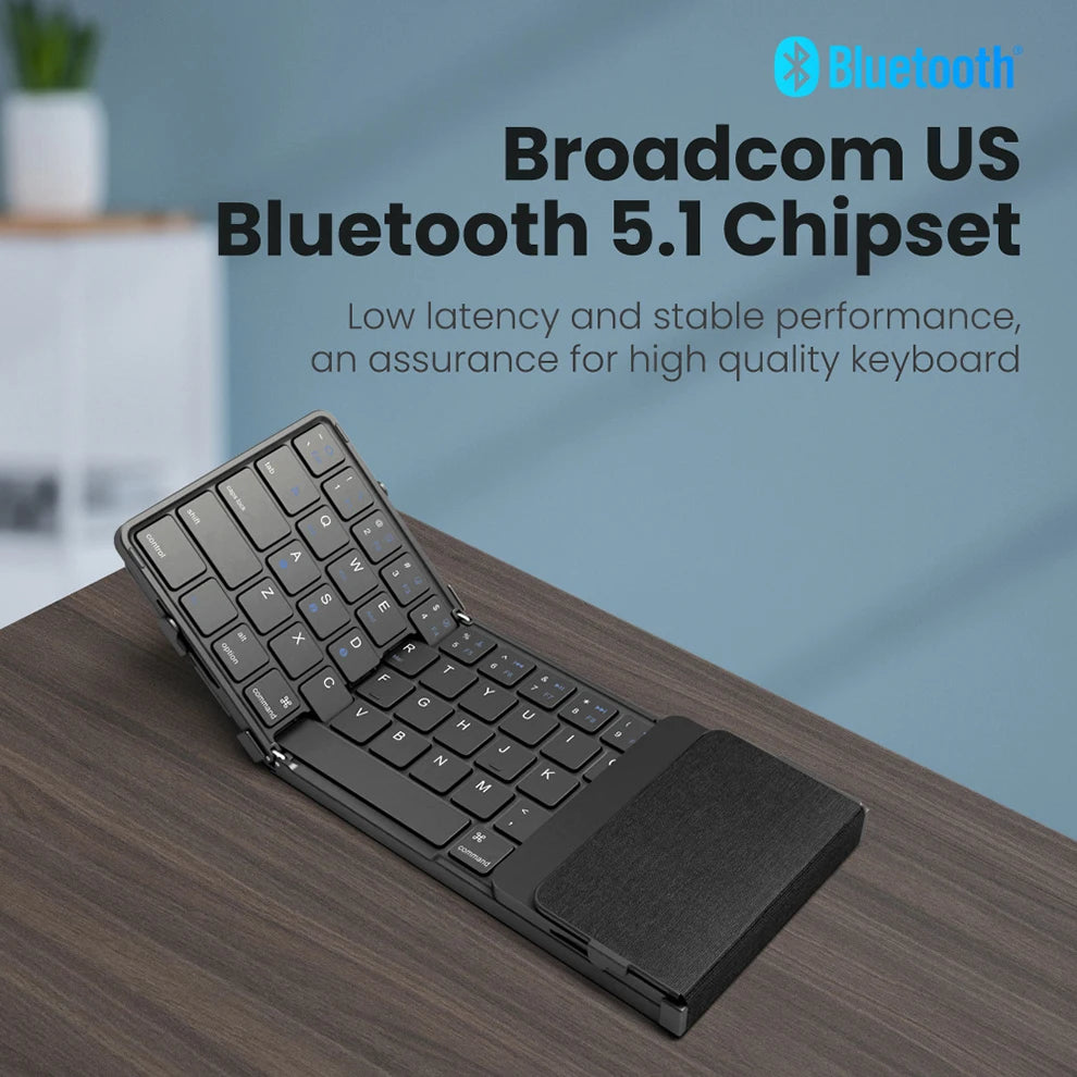 BOW Foldable Bluetooth Keyboard with Touchpad/Numberic Pad Portable Rechargeable Folding Wireless Keyboard for Tablet iPad