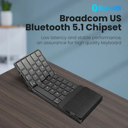 BOW Foldable Bluetooth Keyboard with Touchpad/Numberic Pad Portable Rechargeable Folding Wireless Keyboard for Tablet iPad