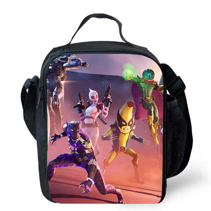 Lunch-Taschen für Kinder, Cartoon-Fortnite-Schul- und Picknicktaschen für Mädchen und Jungen, isolierte Kühltaschen für Kinder, tragbar und leicht