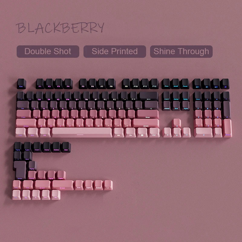 Neue Keycaps für 60/64/84/98/108 Gaming-Mechaniktastaturen mit MX-Switches, 135 Tasten, OEM PBT, seitlich graviert, Farbverlauf in Rot und Schwarz