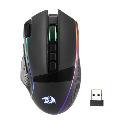 Rato Gaming Sem Fios Redragon M991 26000 DPI 3 Modos para Jogadores, 9 Botões Macro, Iluminação RGB, Preto