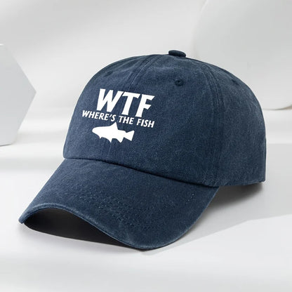 WTF fish print outdoor men's washed baseball cap retro duckbill cap sports casual baseball cap