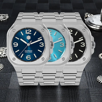 San Martin 40mm Classic Luxury Sport Watch Distinctive Square Case Stainless Steel Men Watch Automatic Mechanical 10 Bar SN0074
