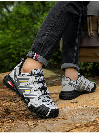 2025 New Men Hiking Shoes Outdoor Waterproof Sports Shoes Comfortable Leather Hiking Training Boots Large Size Tactical Shoe Men