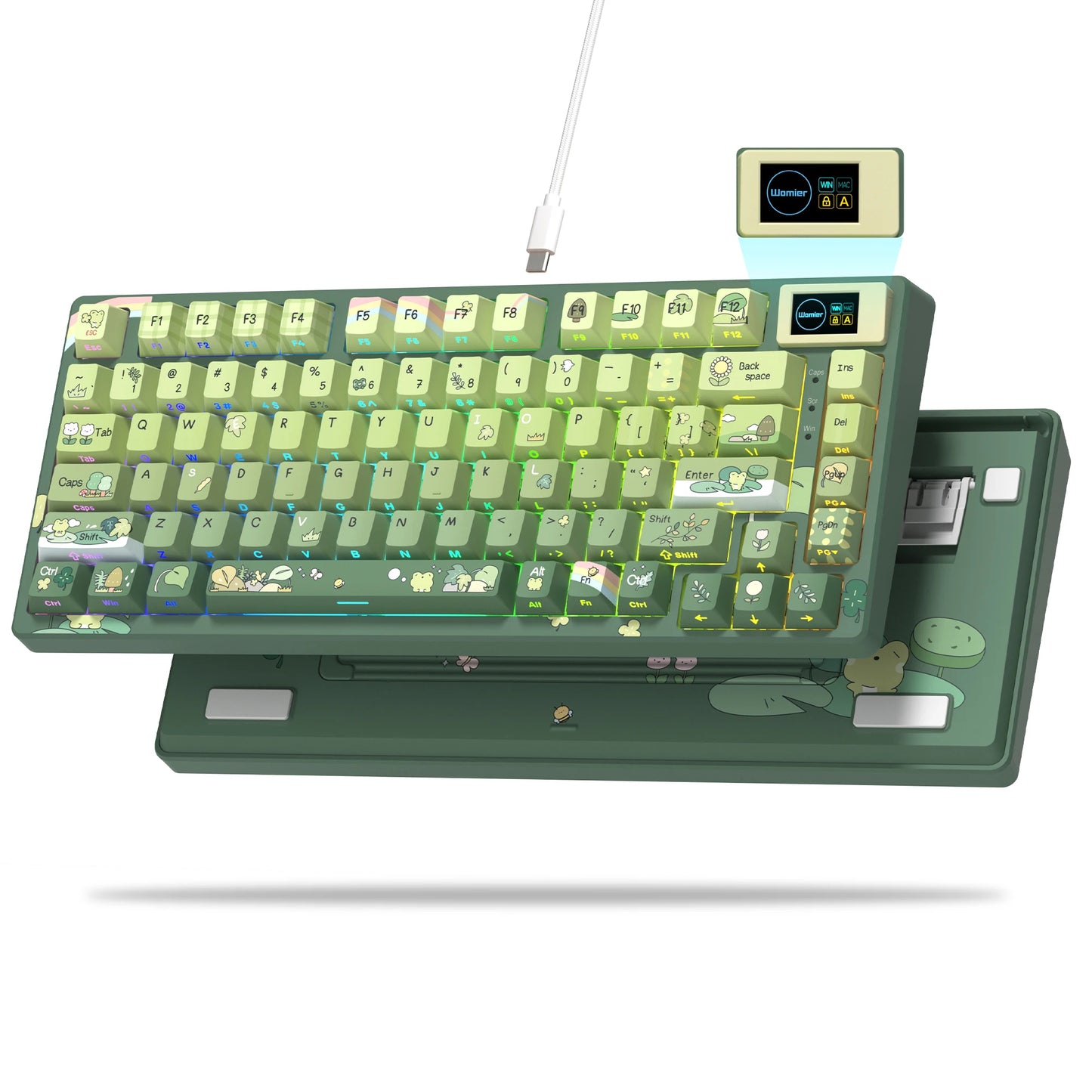 Teclado gamer Womier S-K80 com ecrã OLED a cores, teclado mecânico gaming hot-swappable com montagem gasket, teclado RGB personalizado