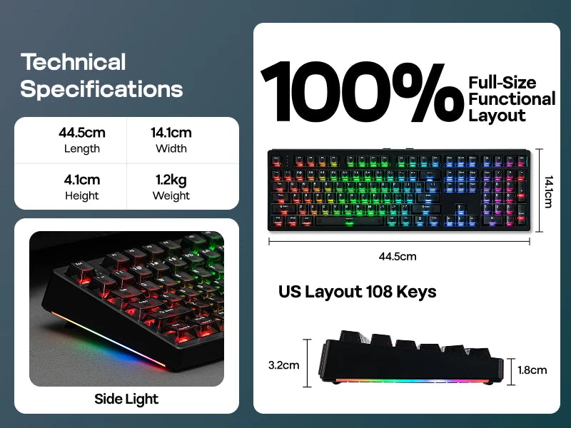 EPOMAKER HE108 100% ANSI US QWERTY Layout Wired/BT/2.4Ghz Wireless Hall Effect Mechanical Keyboard with SOCD/DKS & Rapid Trigger