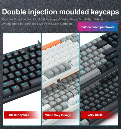 E-YOOSO K620 USB Mechanical Gaming Keyboard Wired Blue Red Switch Monochrome LED Backlit 87 Key for Compute Laptop PC