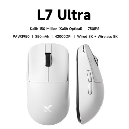 MCHOSE L7 Ultra Wireless Gaming Mouse PAW3395 26K Sensor, 8K Polling, 39g Ultra-Lightweight Tri-Mode Gaming Mouse with Bluetooth, 2.4GHz & Wired