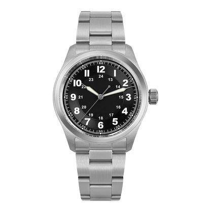 Militado ML08 V2 Vintage-Quarzuhr Military VH31-Uhrwerk Doppeltes Saphirglas C3 BGW-9 Leuchtend Wasserdicht 38mm Uhr