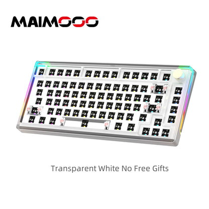 MAIMOOO KX75 75% Keyboard Kit Hotswap Transparent Full RGB Backlit 2.4GHz/ Bluetooth Macro Custom DIY Mechanical Keyboard