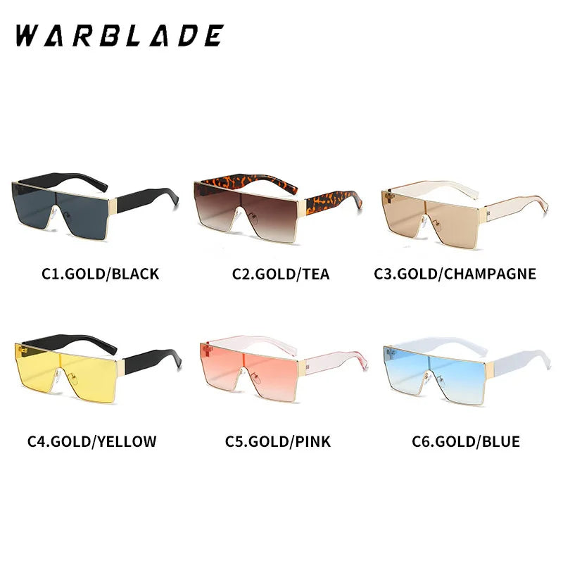 WarBLade Retro Square Sunglasses Men Women 2025 Luxury Brand Designer One Piece Decoration Sun Glasses Men Travelling Eyewear