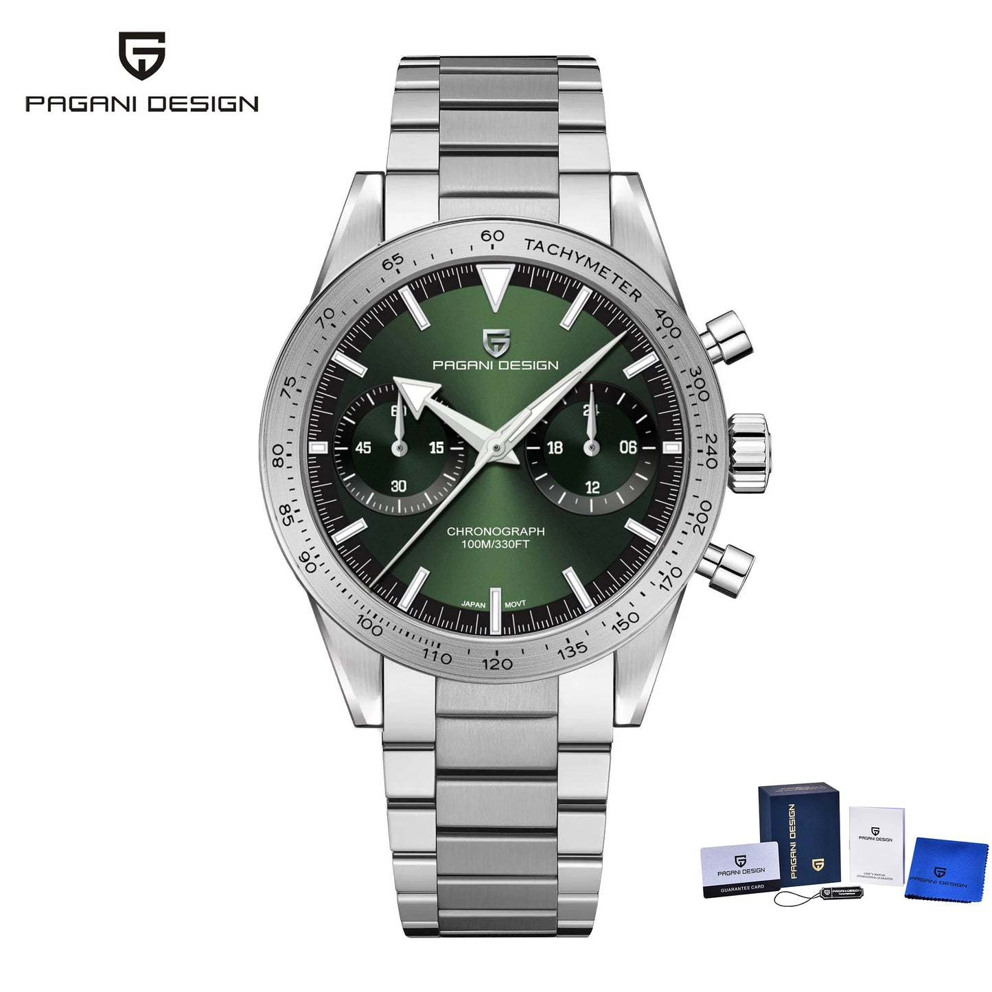 PAGANI DESIGN 2024 New Wide Arrow Moon Men's Watches Luxury Quartz Watch For Men Sport Retro Chronograph VK64 AR Sapphire Glass