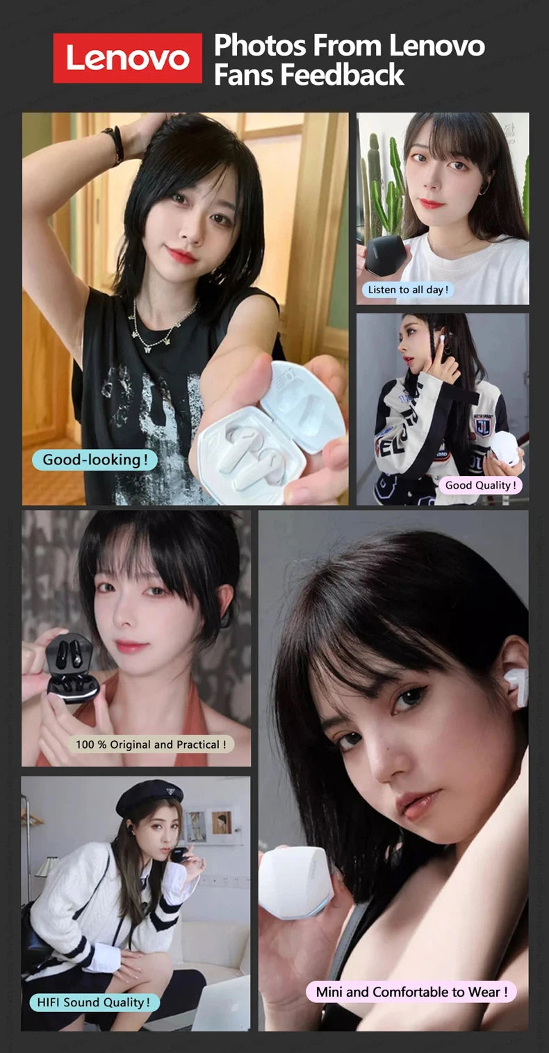 Lenovo GM2 Pro TWS Wireless Earbuds Bluetooth 5.3 – Touch Control HD Earphones with Mic, Waterproof Sports Headphones