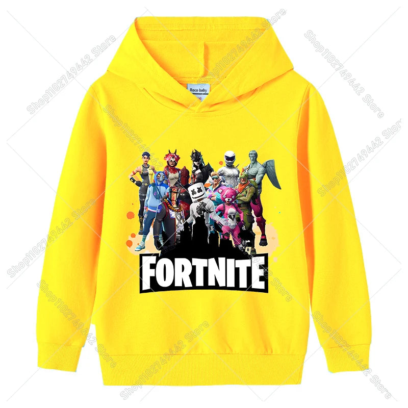 Fortnite-Kinder-Hoodies für den Herbst, Kapuzen-Sweatshirt für Jungen und Mädchen, dünner Trainingsanzug, langärmelige Pullover-Oberteile, Sportbekleidung, Kinderkleidung