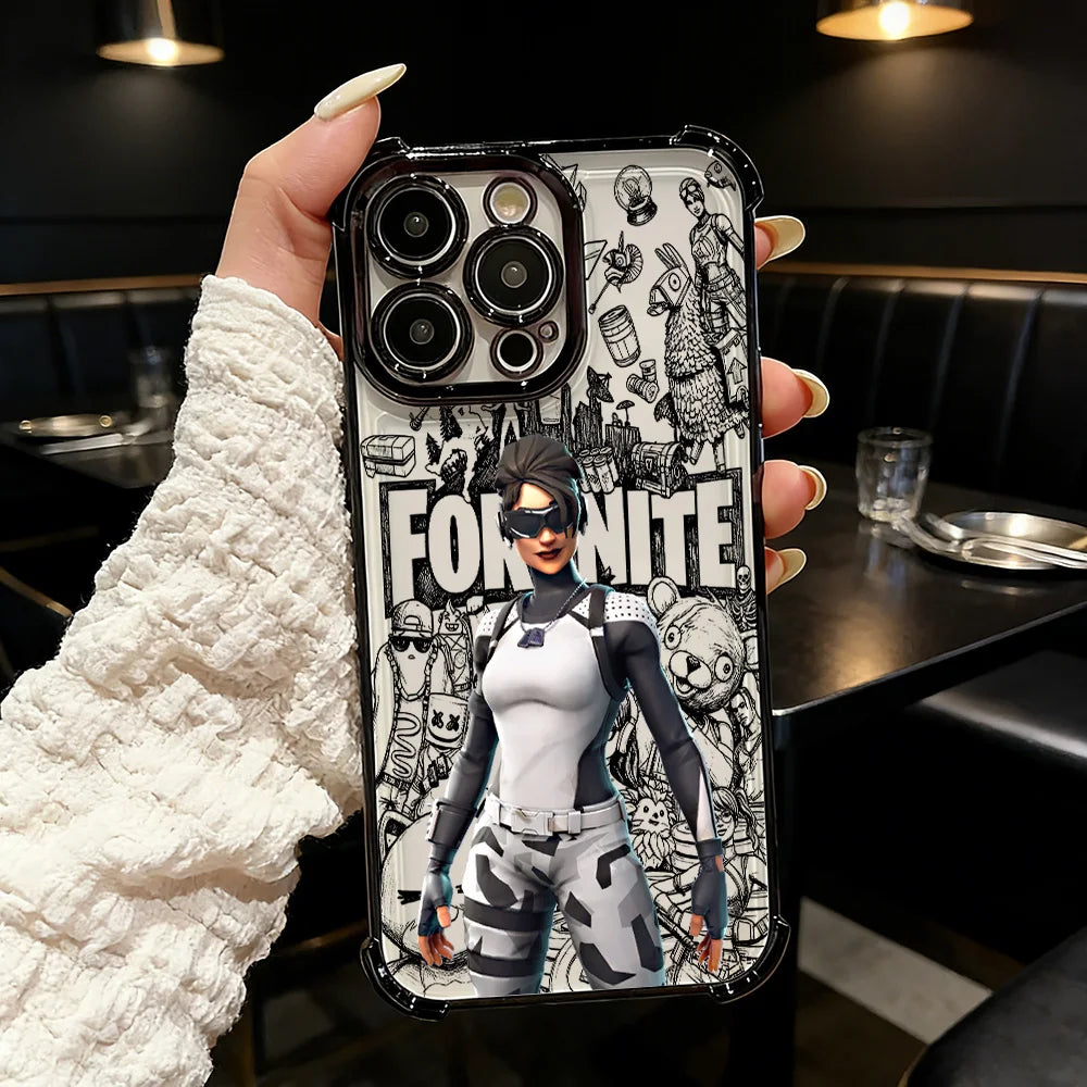 Capa de telemóvel FortniteS com acabamento metalizado, para Samsung A37 A57 A07 A36 A16 A35 A55 A25 A26 A05s A15 A54 A34 A24 A14 A05 A04 4G 5G