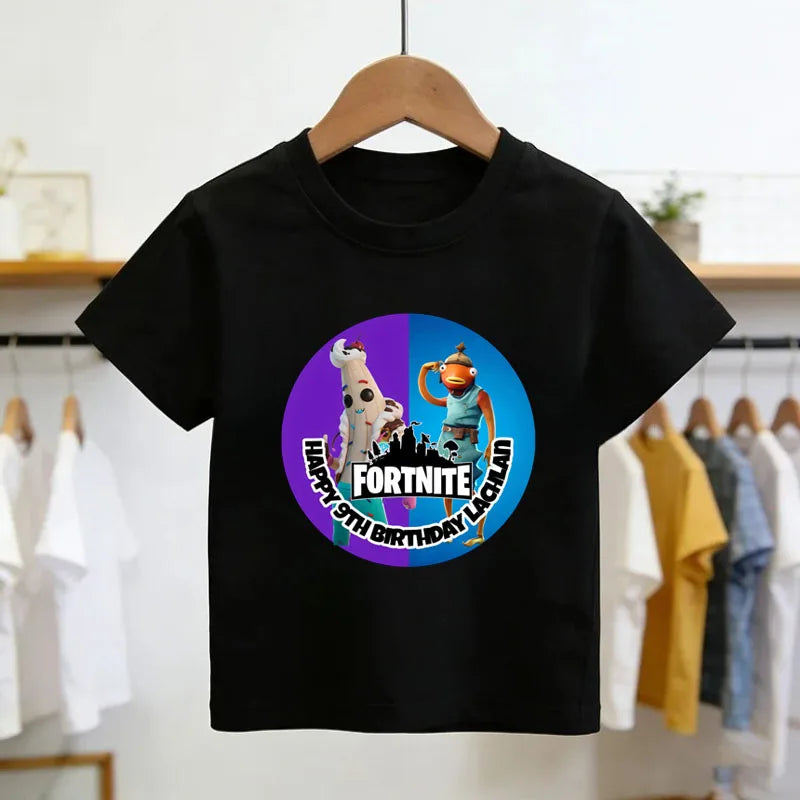 Fortnites Theme Cartoon Printed T-Shirt Summer Child White Cotton T-Shirt Cartoon Hot Game Fortnite Short Sleeve