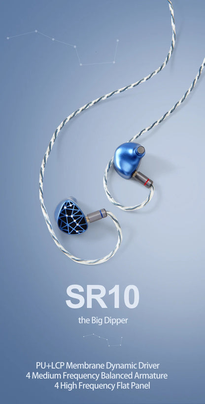 Sound Rhyme SR10 In-Ear HiFi Earphones 2DD+4BA+4PB High Quality Hifi Coil Iron 0.78mm 2Pin 2.5+3.5+4.4mm Plug Music Earphone