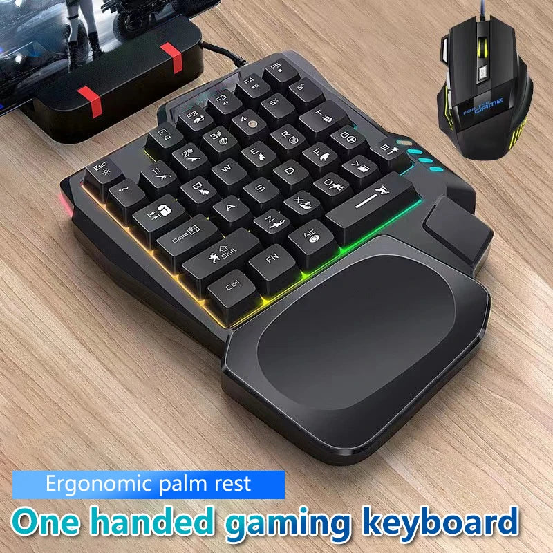 1pc RGB Gaming Keyboard Single Hand Mini USB Ultra-slim Wired 35-Keys OneHandedly Backlight Keyboard For Computer PC Laptop