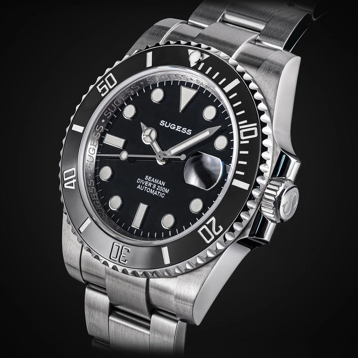 Sugess Men of Watch Automatic Mechanical ST2130 Movement Wristwatches 200M Water Resistant Sapphire Crystal Adjust Clasp S421