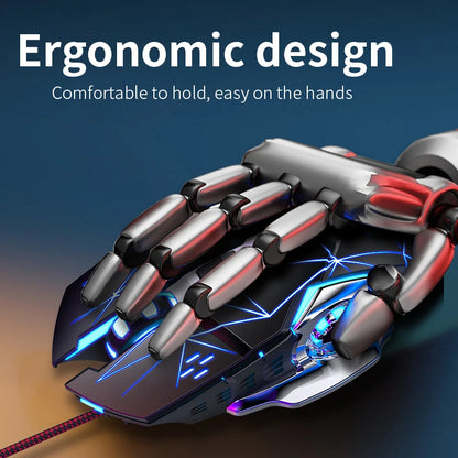 USB-kablet gamingmus med 6 knapper, baggrundsbelysning, ergonomisk design og justerbar DPI – optisk mus til PC-gamer, computer og desktop