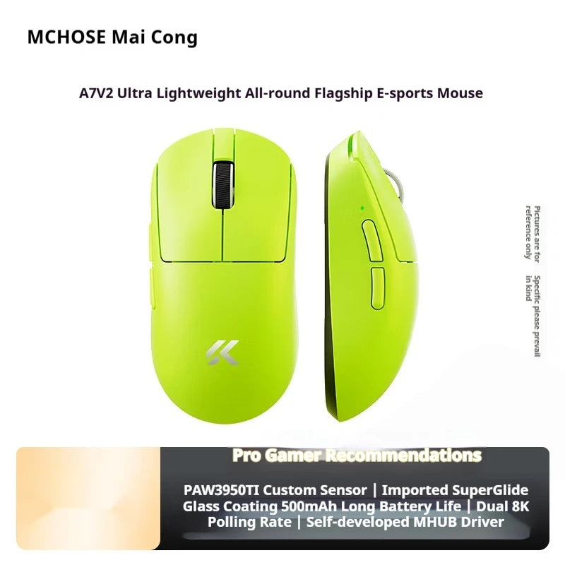 MCHOSE A7 V2 Ultra+ Kabellose Maus Tri-Mode Leichtgewicht Paw3950 Ti 42000dpi 500mah PC E-Sports Laptop Gaming-Maus Zubehör