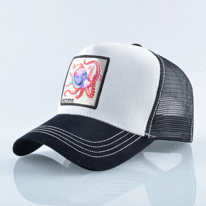 Casquette de baseball unisexe avec écusson pieuvre pour hommes et femmes – Casquettes trucker à fermeture à pression quatre saisons – Casquette de sport décontractée et respirante pour les activités de plein air