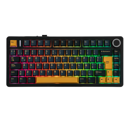 EPOMAKER AULA F75 ISO-ES 75% QWERTY español, teclado mecánico gaming inalámbrico con cable/Bluetooth/2.4GHz, hot-swap, montaje gasket y retroiluminación RGB