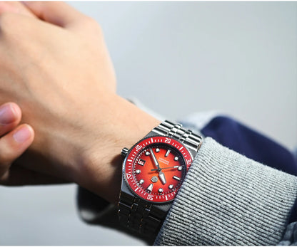 San Martin 40mm Enamel Spiral Dial Integrated Bracelet Men Diver Watch Miyota 9015 Automatic Mechanical Waterproof 200m SN0148