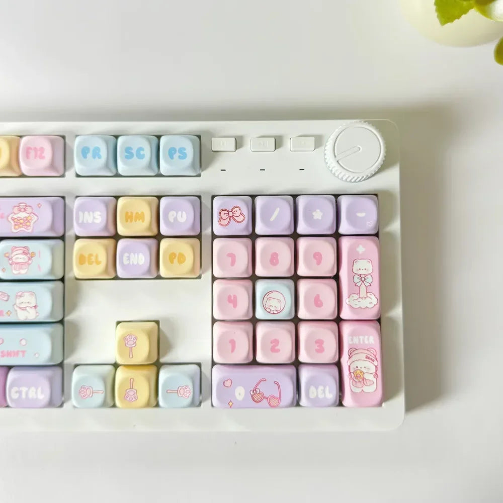 MOA Keycaps PBT Cute Candy Bear 131 Keys Small Full Set for 60/64/84/98/108 Gaming Mechanical Keyboard MX Switch