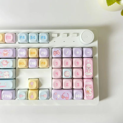 MOA Keycaps PBT Cute Candy Bear 131 Keys Small Full Set for 60/64/84/98/108 Gaming Mechanical Keyboard MX Switch