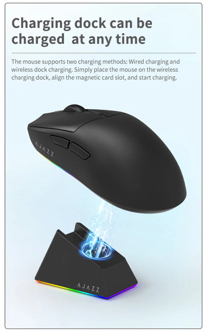 Mouse wireless AJAZZ AJ139Pro/AJ139V2MC con chipset PMW3395/PAW3311, 12000-26000Dpi, mouse da gaming professionale