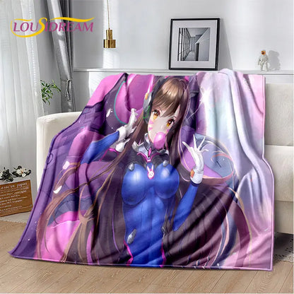 Overwatch Game Gamer D.Va Reaper Soft Plush Blanket, Flannel Blanket Throw Blanket for Living Room Bedroom Bed Sofa Picnic Kid 3D