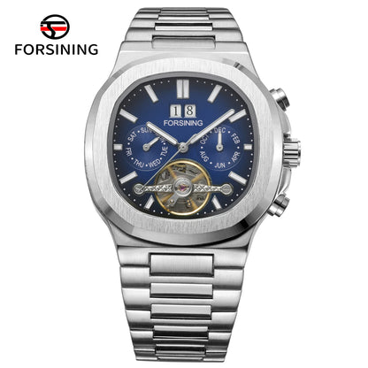 Forsining 481 Man New Tourbillon  Brands Watch Week Date Automatic Movement Mechanical Watches Stainless Steel Waterproof Clock