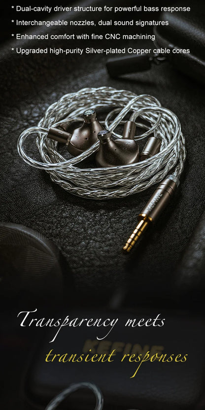 Kefine X ANELEARS Delci AE 10mm HiFi IEM Wired Earphones – DLC+PU Driver Dual Tuning In-Ear Monitors for Music & Gaming