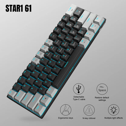 MageGee MK-Star61 60% Mechanical Gaming Keyboard 61Keys Sea Blue Backlit Small Compact Portable 60 Percent Gaming Keyboard Gamer
