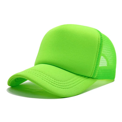 Sponge Mesh Baseball Cap - Unisex Solid Color Trucker Hat Adjustable UV Protection Fashion Breathable Snapback Sun Hat