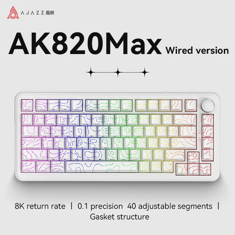AJAZZ AK820 MAX New Magnetic Switch Type-C-Wired Only-Computer Gaming Keyboard Upgrade Gasket Mechanical Keyboard Cool RGB