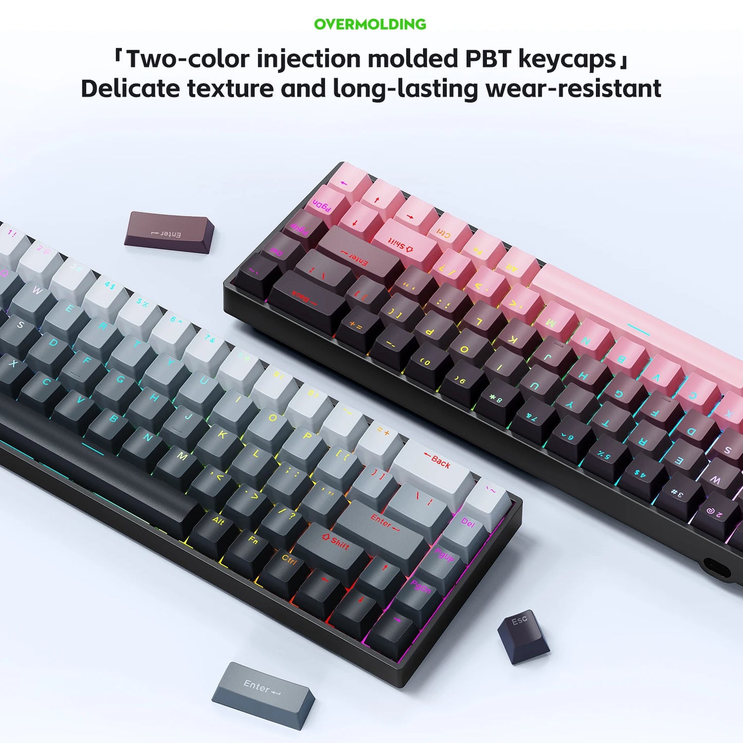 K68    68Key Wireless Mechanical Keyboard Tri-mode Connection,Full Key Hot Swap,RGB lighting Effects,Gasket Muffler Structure, L