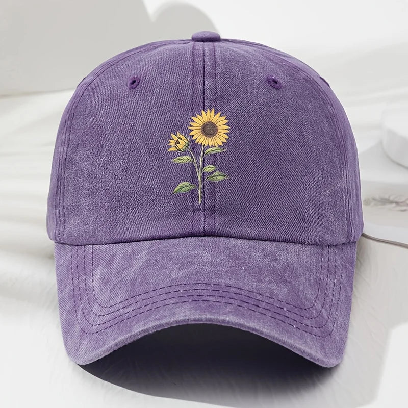 Retro saulėgrąžų rašto beisbolo kepurė „Dad Hat“, tinkanti lauko sportui, žvejybai ir stovyklavimui, žygiai