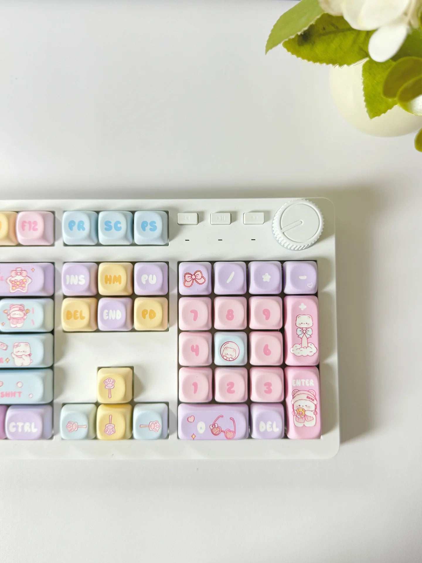 MOA Keycaps PBT Cute Candy Bear 131 Keys Small Full Set for 60/64/84/98/108 Gaming Mechanical Keyboard MX Switch