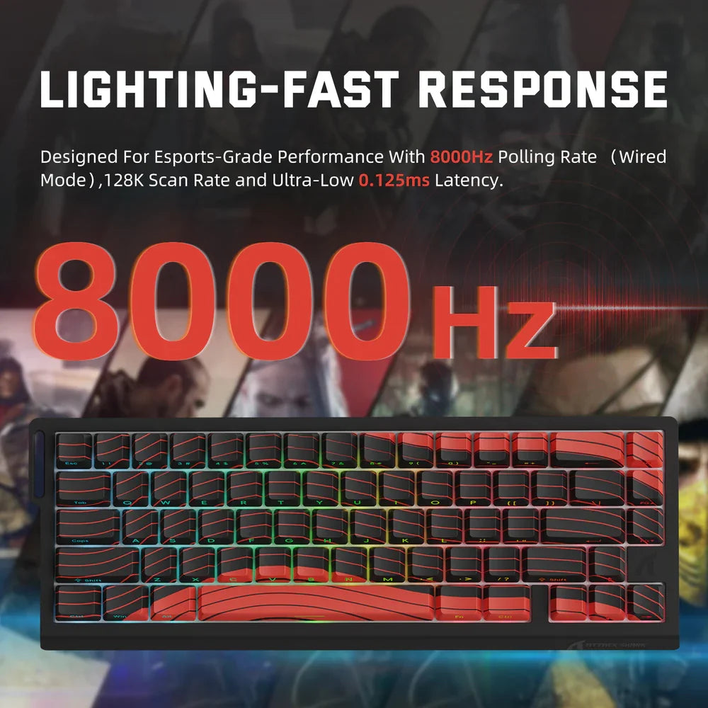 ATTACK SHARK X68PRO HE Wireless Rapid Trigger Gaming Keyboard with Adjustable Actuation, Hot-Swap, RGB Backlit, BT/2.4GHz/Wired