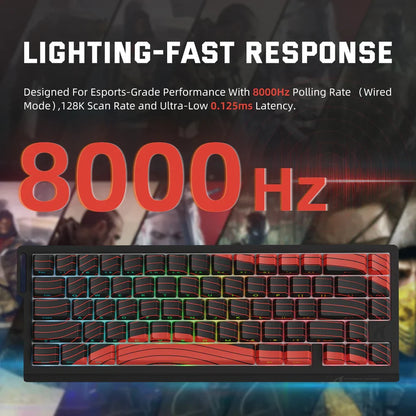 ATTACK SHARK X68PRO HE Wireless Rapid Trigger Gaming Keyboard with Adjustable Actuation, Hot-Swap, RGB Backlit, BT/2.4GHz/Wired