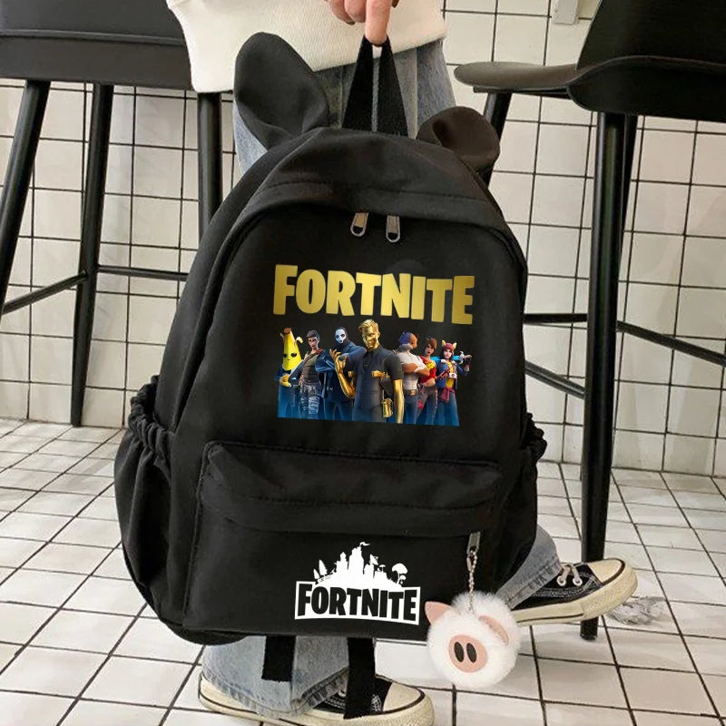 Neuer Fortnite-Cartoon-Rucksack für Jungen und Mädchen, lässige Schultasche mit großem Fassungsvermögen, Studententasche mit Hasenohren, Reiserucksack, Schreibwaren-Geschenk