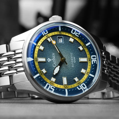 CADISEN Automatic Mechanical Watch Man Silver Business Casual Waterproof Watch Japan MIYOTA 8215 Movement Domed Glass Mens Watch