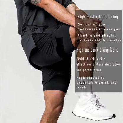 2026 Summer Dragon Ball Z Majin Buu 2-in-1 Double Layer Gym Shorts, Oversized Men's Fitness Retro Streetwear Unisex Athletic Y2k