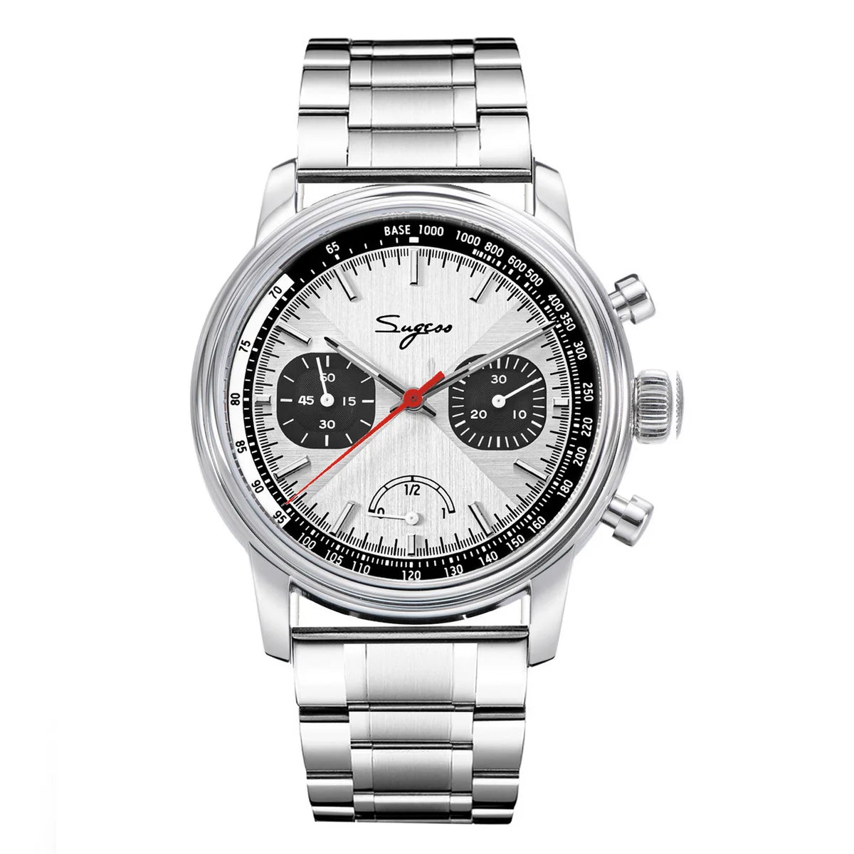 Sugess Men's Pilot 1963 Wristwatch ST1906 Chronograph Handwind Movement Domed Sapphire Waterproof Power Reserve Lume V2