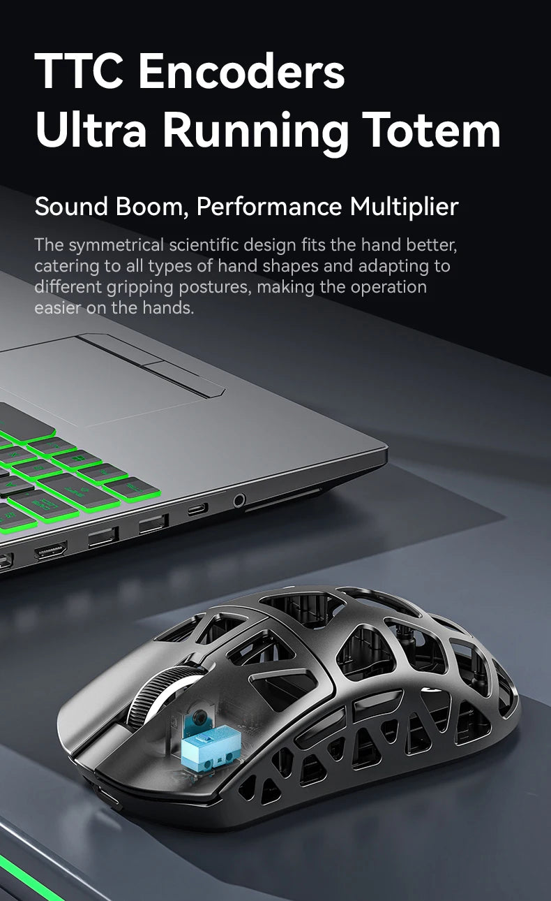 ATTACK SHARK R3 gamer egér magnéziumötvözet méhsejtmintás házzal, ultrakönnyű, 8K Hz, PAW3395 érzékelő, 26000 DPI, ergonomikus kialakítás